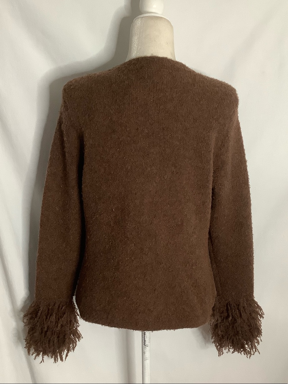 ASTR Brown Fringe-Cuff Button Cardigan Size L - Picture 8 of 16